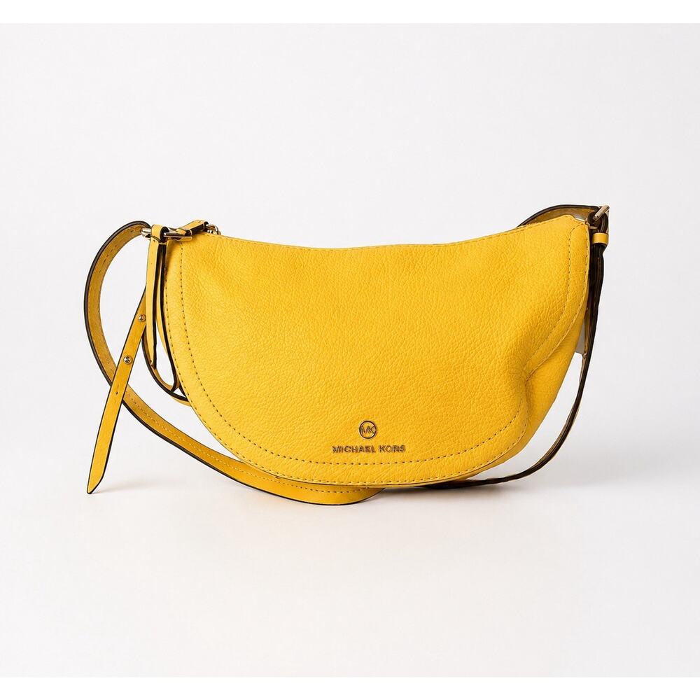 Michael Kors Camden Convertible Messenger Crossbody Sunflower Yellow Leather Bag